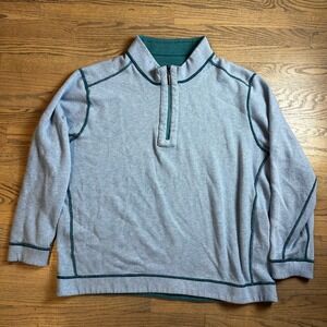 Tommy Bahama Gray and Green Zip Up Sweater